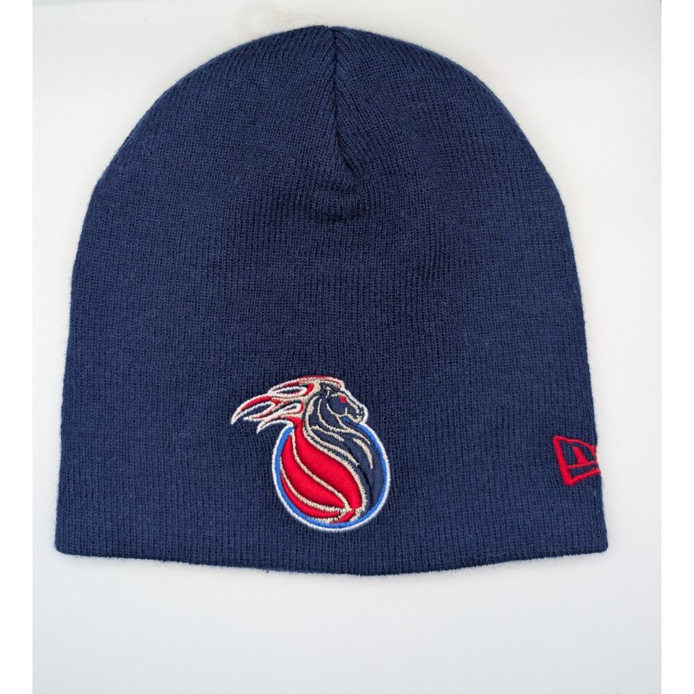 Detroit Pistons New Era Beanie | Navy Blue NBA | Vintage Retro Flame Horse Logo